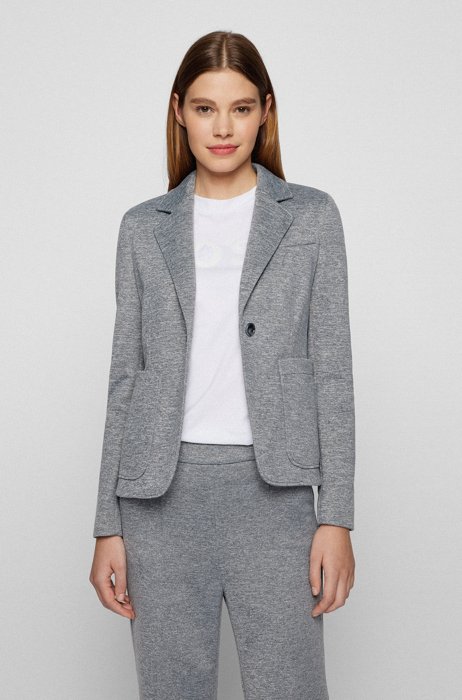 Regular-fit jersey jacket with patch pockets, Grey