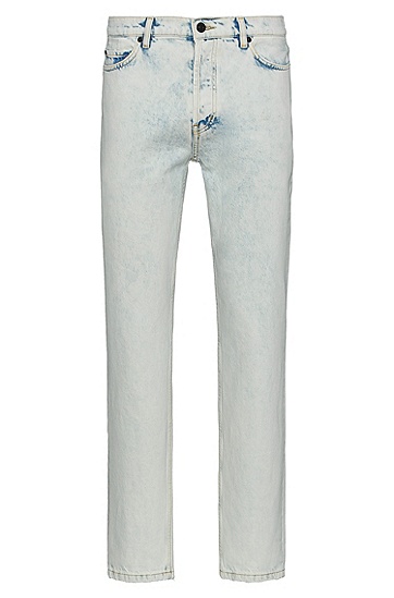 蓝色棉质斜纹锥形牛仔裤,  450_Light/Pastel Blue