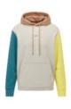 Colour-block hooded sweatshirt in a cotton blend, Light Beige