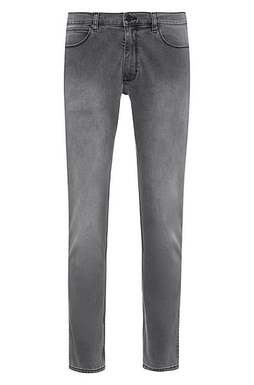 黑色修身舒适弹力牛仔裤,  030_Medium Grey