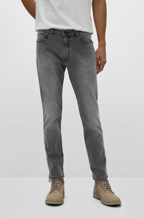 Extra-slim-fit jeans in black comfort-stretch denim, Grey