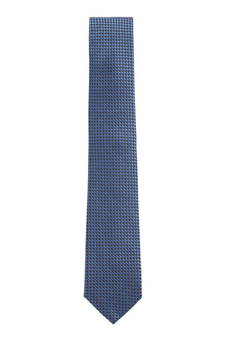 Micro-patterned tie in silk jacquard, Light Blue
