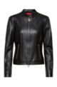 Leather jacket with two-way front zip, Black