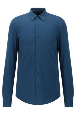 BOSS - Slim-fit shirt in performance-stretch piqué