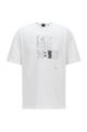 T-shirt van katoenen jersey met logo-artwork, Wit