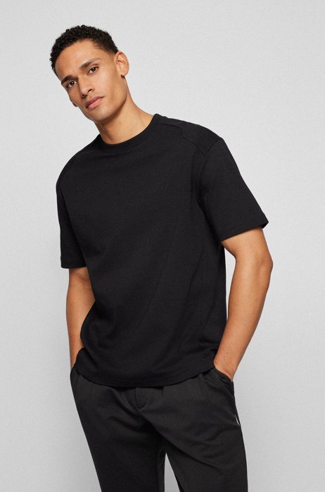 Relaxed-fit T-shirt in interlock cotton with logo artwork, Black