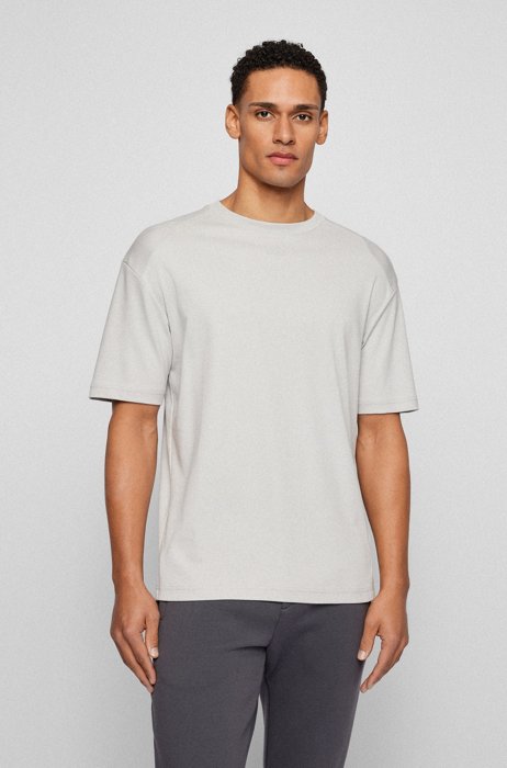 Relaxed-fit T-shirt in interlock cotton with logo artwork, Light Grey