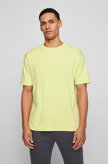 Relaxed-fit T-shirt in interlock cotton with logo artwork, Light Yellow