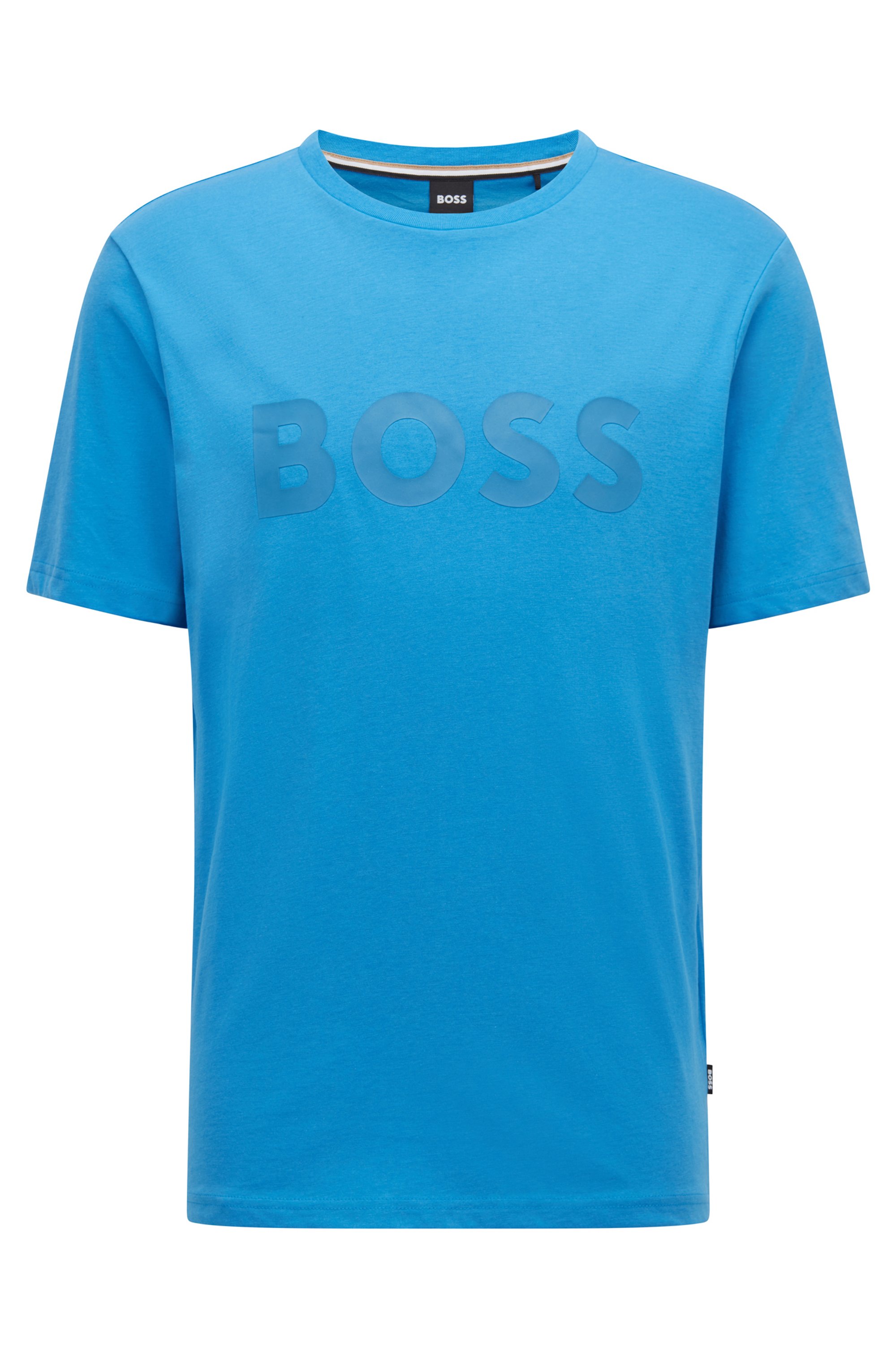 Camiseta de mezcla de algodón con logo estampado de diseño gráfico, Azul
