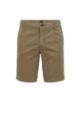 Slim-Fit Shorts aus elastischem Baumwoll-Twill, Grün