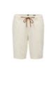 Tapered-fit shorts van katoenen canvas met tailleband met trekkoord, Wit