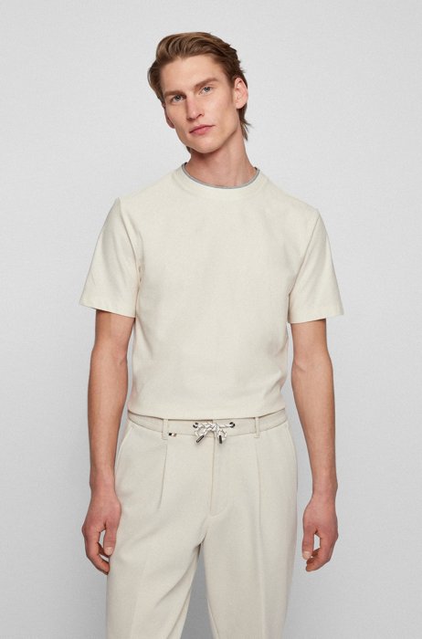 Regular-fit T-shirt in mercerised organic cotton, White