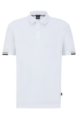 Hugo Boss Slim-fit Polo Shirt With Rubberized Logo In White