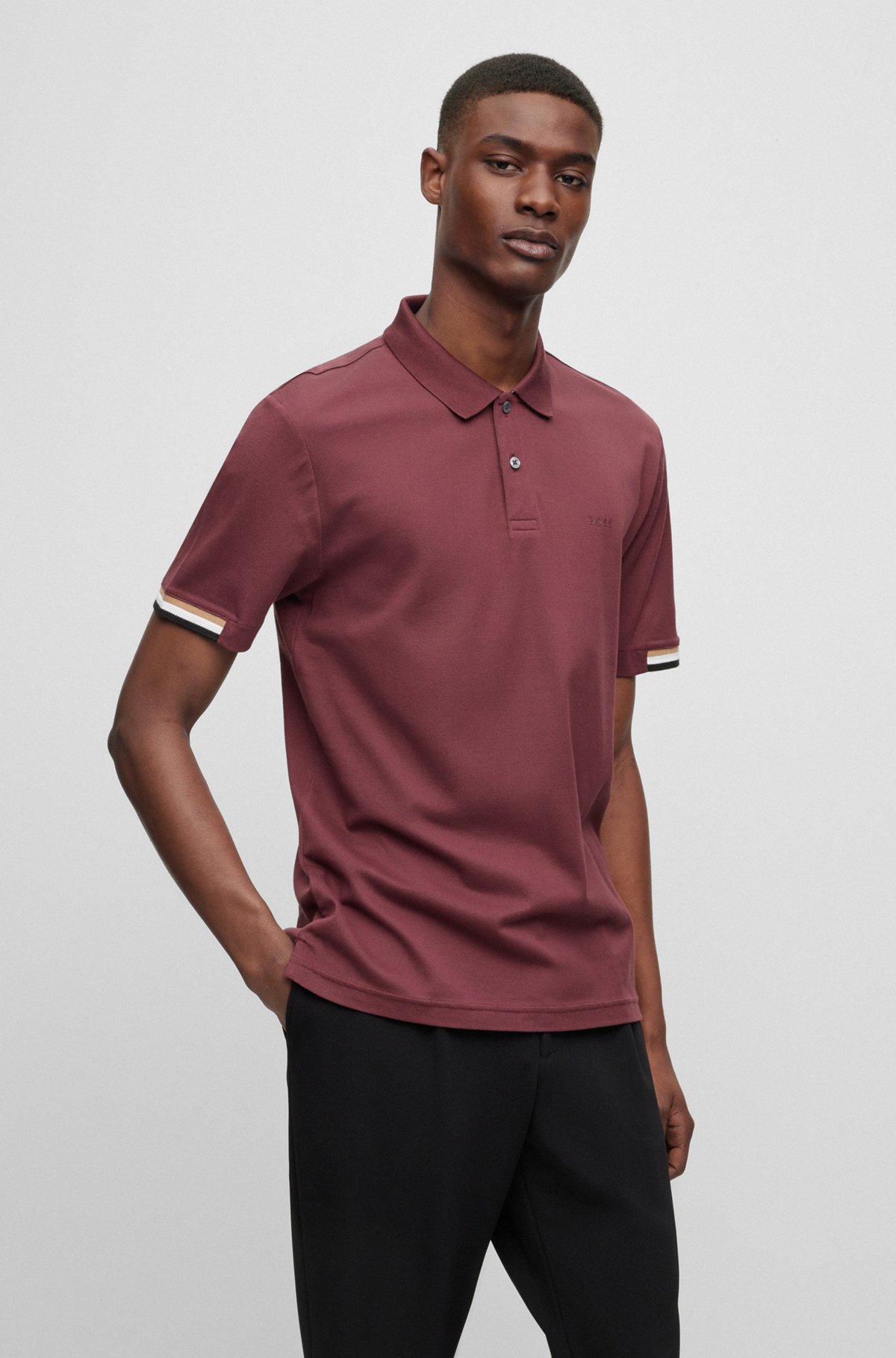 Regular-fit polo shirt with rubberized logo, Dark Red