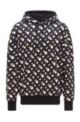 Cotton hooded sweatshirt with new-season print, Black