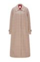 Long-length relaxed-fit coat in houndstooth fabric, Beige