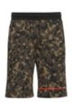 Camouflage-print shorts in cotton jersey, Khaki