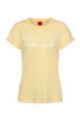 Organic-cotton slim-fit T-shirt with handwritten logo, Light Yellow