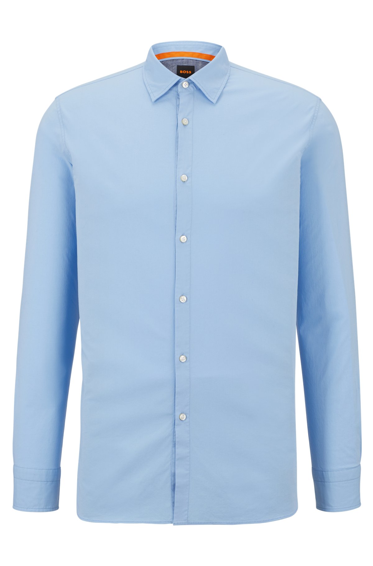 Slim-fit shirt in stretch-cotton poplin, Light Blue