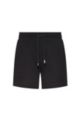 Cotton-terry relaxed-fit shorts with handwritten logo, Black
