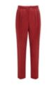 Relaxed-fit pleated trousers in stretch-cotton satin, Dark Red