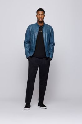 blue biker jacket mens