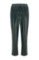 Relaxed-fit tracksuit bottoms in faux leather, Dark Green