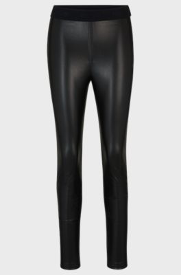 Extra-slim-fit trousers in faux leather, Black