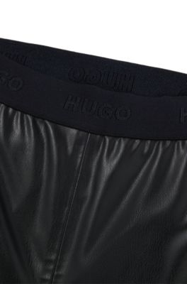 Extra-slim-fit trousers in faux leather, Black