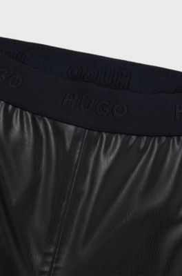 Extra-slim-fit trousers in faux leather, Black