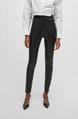 Extra-slim-fit trousers in faux leather, Black