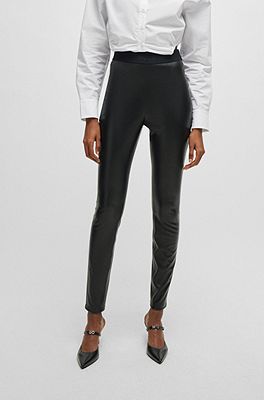 HUGO - Extra-slim-fit trousers in faux leather