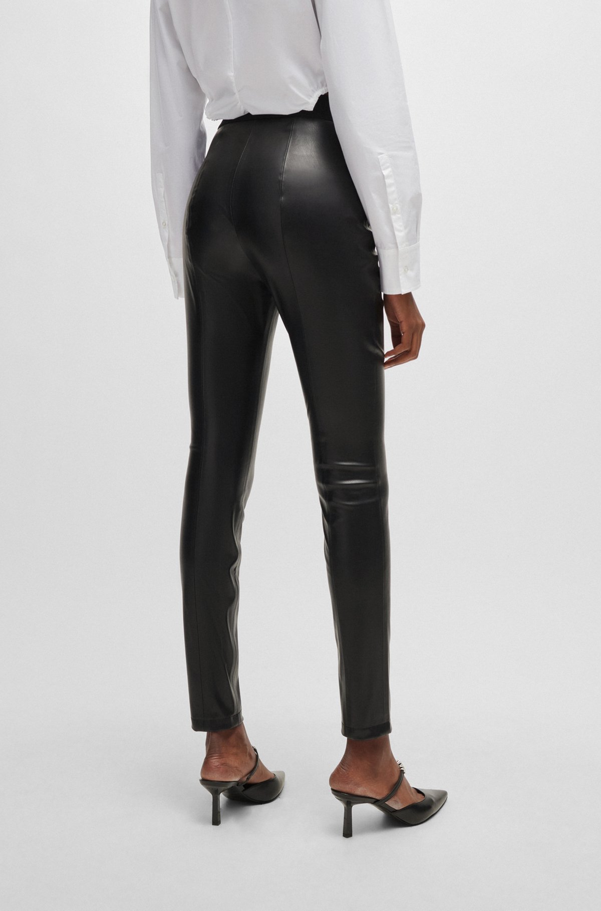 Pantalon Extra Slim Fit en similicuir, Noir