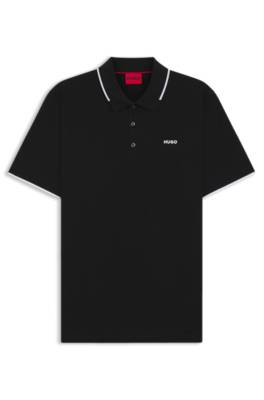 Hugo Stretch-cotton slim-fit polo shirt with contrast trims pikéer herr – bild 4