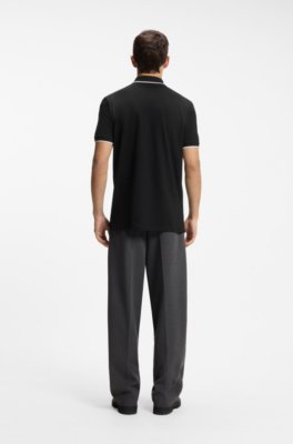 Hugo Stretch-cotton slim-fit polo shirt with contrast trims pikéer herr – bild 3