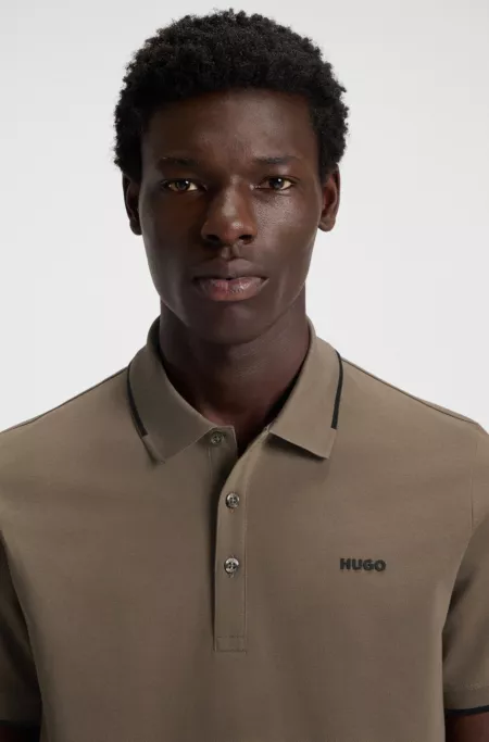 Stretch-cotton slim-fit polo shirt with printed logo