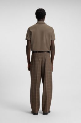 Stretch-cotton slim-fit polo shirt with contrast trims, Brown