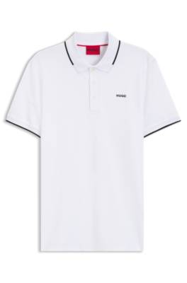 Hugo Stretch-cotton slim-fit polo shirt with contrast trims pikéer herr – bild 4