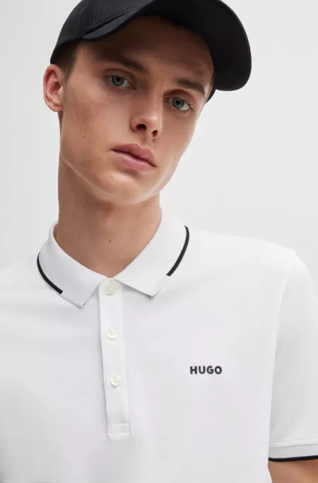 Stretch-cotton slim-fit polo shirt with printed logo