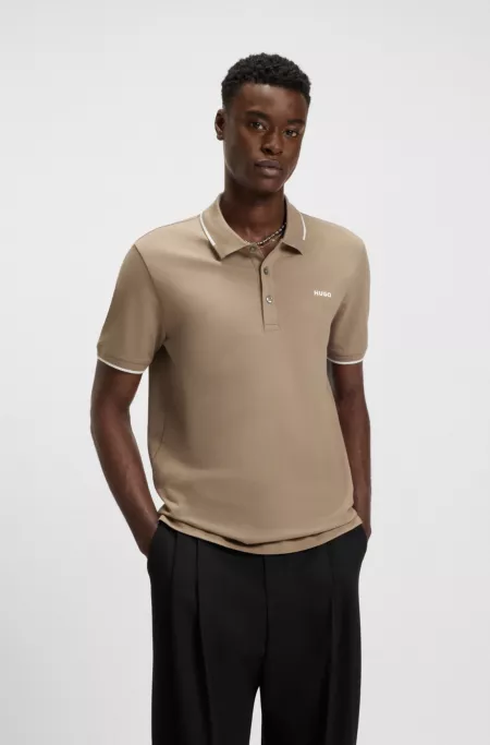 Stretch-cotton slim-fit polo shirt with printed logo