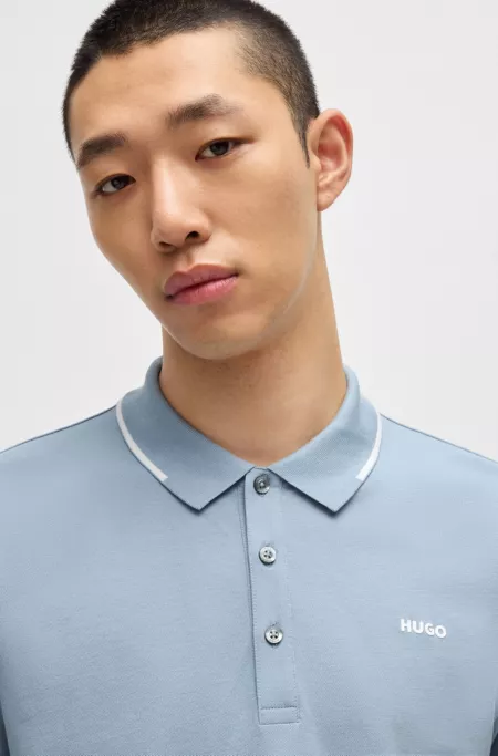 Stretch-cotton slim-fit polo shirt with printed logo