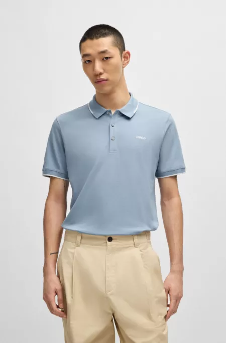 Stretch-cotton slim-fit polo shirt with printed logo