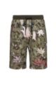 Cotton-terry shorts with cyber-bug print, Patterned