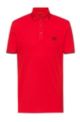 Cotton-piqué slim-fit polo shirt with red logo label, Red