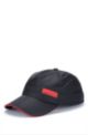 Five-panel cap with red logo tape, Black