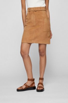 real suede skirt