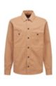 Oversized-fit overshirt in stretch-cotton canvas, Beige