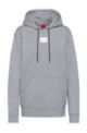 Relaxed-fit hoodie in cotton with silicone logo, Grey