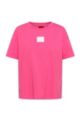 Organic-cotton relaxed-fit T-shirt with silicone logo, Pink