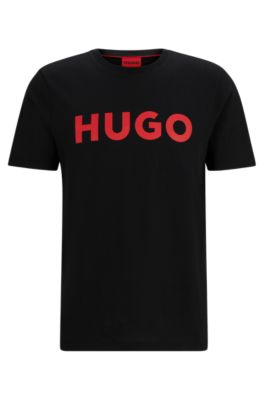 HUGO - Cotton-jersey regular-fit T-shirt with logo print